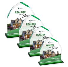 Montibello Full Color Green Arch & Crescent Crystal Award - Corporate Awards