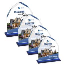 Montibello Full Color Blue Arch & Crescent Crystal Award - Corporate Awards