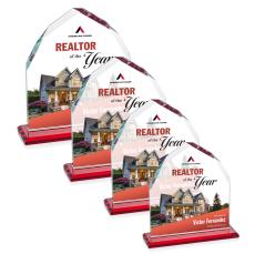 Montibello Full Color Red Arch & Crescent Crystal Award - Corporate Awards