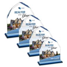 Montibello Full Color Sky Blue Arch & Crescent Crystal Award - Corporate Awards