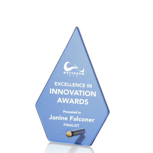 Corporate Awards - Glass Awards - Atchison Blue Diamond Gold Glass Award