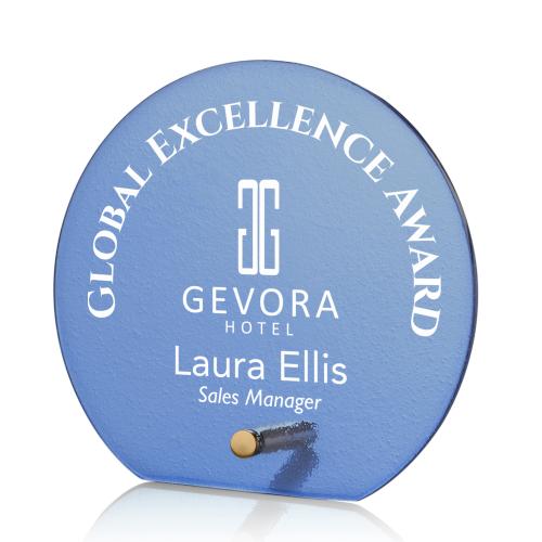Corporate Awards - Glass Awards - Atchison Blue Gold Circle Glass Award
