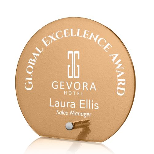 Corporate Awards - Glass Awards - Atchison Russet Silver Circle Glass Award