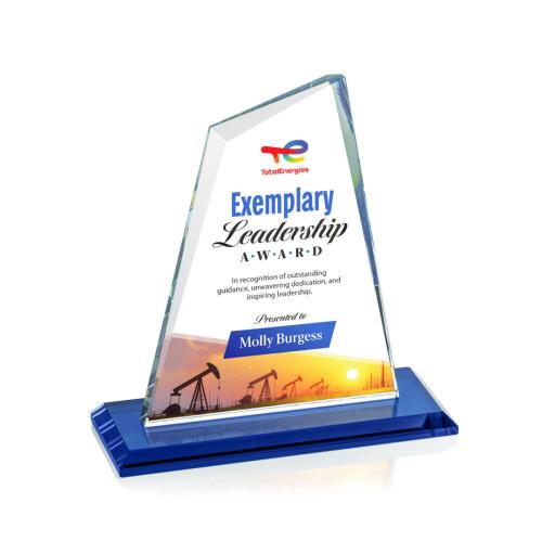 Corporate Awards - Crystal Awards - Summit Full Color Blue Peak Crystal Award