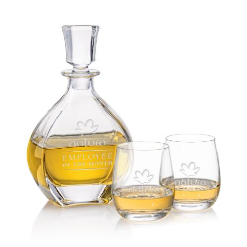 Corporate Recognition Gifts - Etched Barware - Oakville Decanter & Salem OTR Set