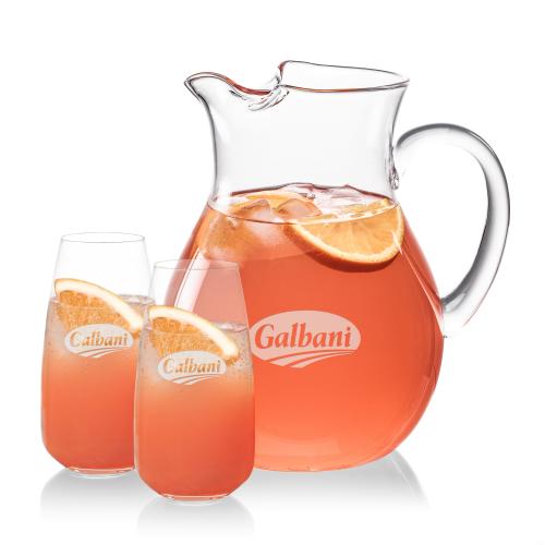 Corporate Recognition Gifts - Etched Barware - Montclair Pitcher & Hogarth Beverage Set