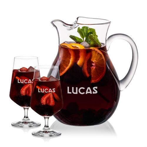 Corporate Recognition Gifts - Etched Barware - Montclair Pitcher & Breckland Cocktail Set