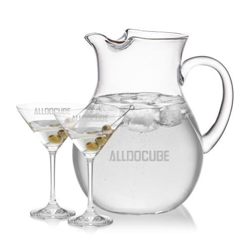 Corporate Recognition Gifts - Etched Barware - Montclair Pitcher & Burlington Cocktail Set