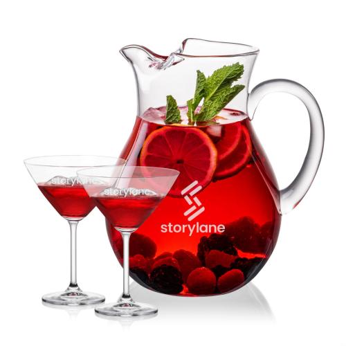 Corporate Recognition Gifts - Etched Barware - Montclair Pitcher & Coleford Cocktail Set