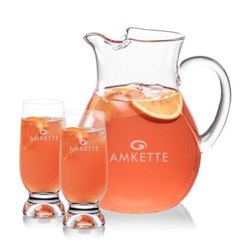 Corporate Recognition Gifts - Etched Barware - Montclair Pitcher & Marland Cocktail Set