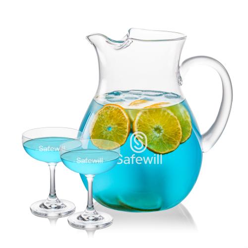 Corporate Recognition Gifts - Etched Barware - Montclair Pitcher & Mauritius Cocktail Set