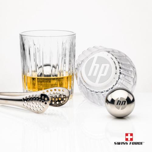 Corporate Recognition Gifts - Etched Barware - Swiss Force® S/S Balls & 2 Hartmann OTR