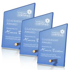 Atchison Blue Slant Gold Peak Glass Award - Award Plaques