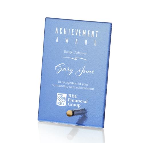 Corporate Awards - Glass Awards - Atchison Blue Gold Rectangle Glass Award