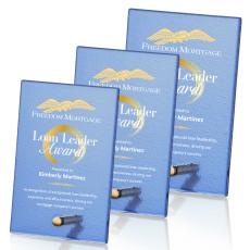 Atchison Blue Full Color Gold Rectangle Glass Award - Corporate Awards