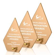 Atchison Russet Diamond Gold Glass Award - Metal Awards