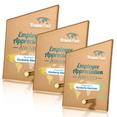 Atchison Russet Slant Full Color Gold Peak Glass Award - Metal Awards