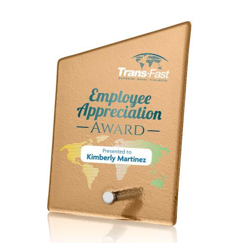 Corporate Awards - Glass Awards - Atchison Russet Slant Full Color Silver Peak Glass Award