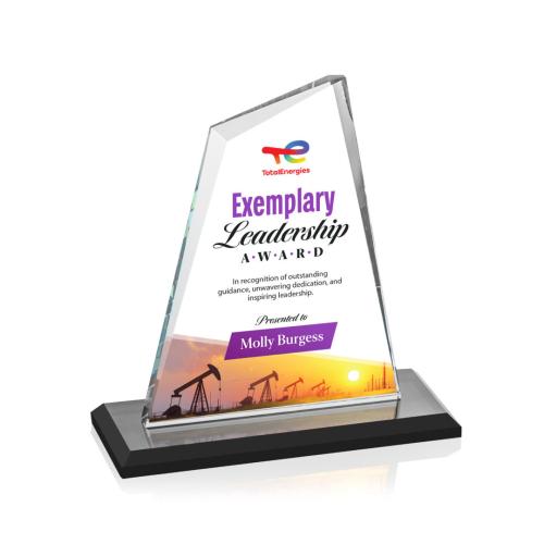 Corporate Awards - Crystal Awards - Summit Full Color Black Peak Crystal Award