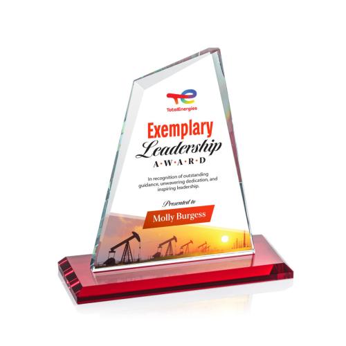 Corporate Awards - Crystal Awards - Summit Full Color Red Peak Crystal Award