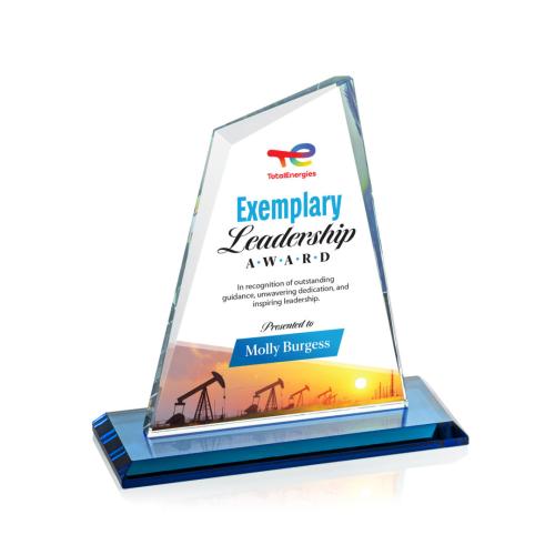 Corporate Awards - Crystal Awards - Summit Full Color Sky Blue Peak Crystal Award