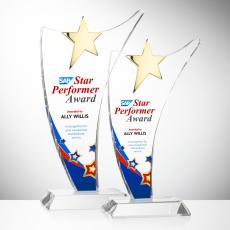 Atkinson Gold Full Color Star Crystal Award - Full Color Awards