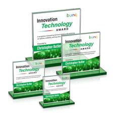 Sahara Full Color Green Crystal Award - Crystal Awards