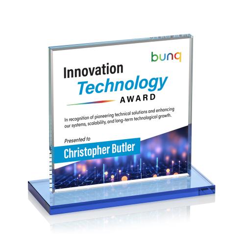 Corporate Awards - Crystal Awards - Sahara Full Color Sky Blue Crystal Award