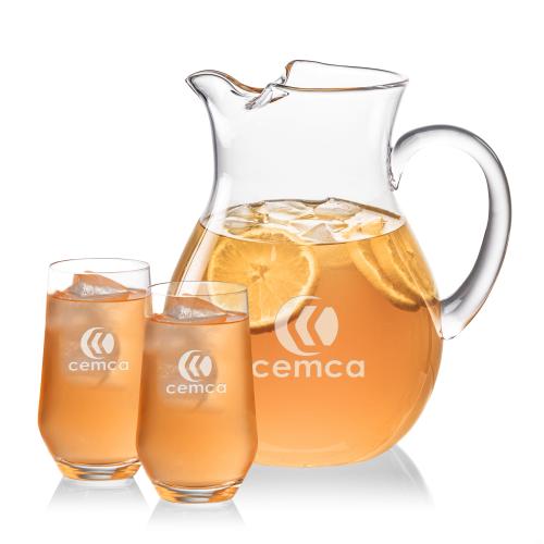 Corporate Recognition Gifts - Etched Barware - Montclair Pitcher & Bexley Beverage Set