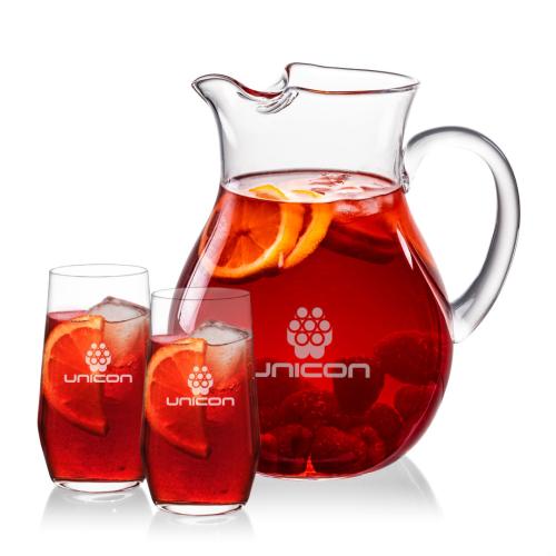 Corporate Recognition Gifts - Etched Barware - Montclair Pitcher & Germain Beverage Set