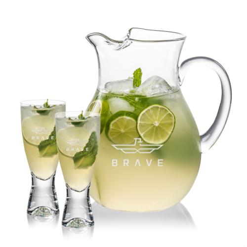 Corporate Recognition Gifts - Etched Barware - Montclair Pitcher & Bastien Cocktail Set