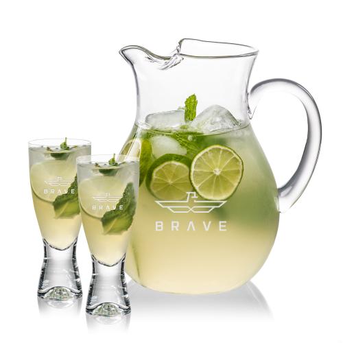 Corporate Recognition Gifts - Etched Barware - Montclair Pitcher & Bastien Cocktail Set