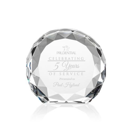 Corporate Awards - Award Shapes - Diamond Awards - Seville Clear Circle Crystal Award