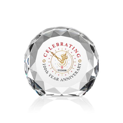 Corporate Awards - Award Shapes - Diamond Awards - Seville Full Color Clear Circle Crystal Award