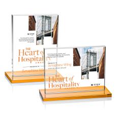 Emperor Full Color Amber (Horiz) Rectangle Crystal Award - Colored Glass Awards