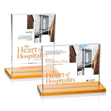 Emperor Full Color Amber Rectangle Crystal Award - Crystal Awards