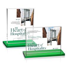 Emperor Full Color Green (Horiz) Rectangle Crystal Award - Corporate Awards