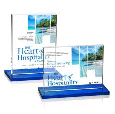 Emperor Full Color Blue (Horiz) Rectangle Crystal Award - Corporate Awards