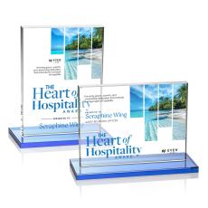 Emperor Full Color Sky Blue Rectangle Crystal Award - Colored Crystal