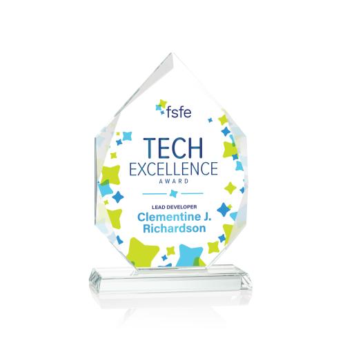 Corporate Awards - Crystal Awards - Weston Full Color Arch & Crescent Crystal Award