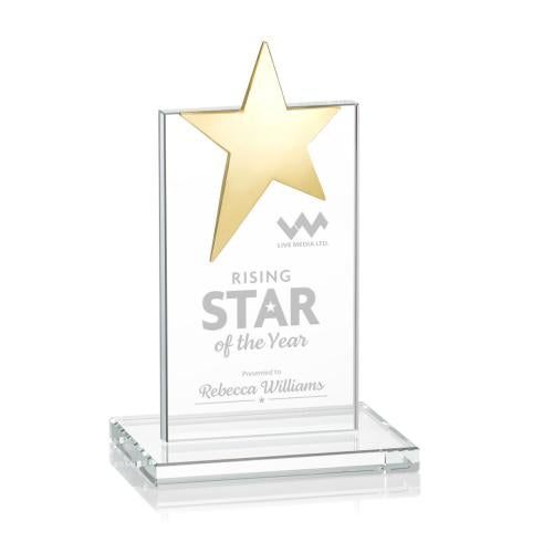 Corporate Awards - Crystal Awards - Bryanston Gold Clear Star Crystal Award