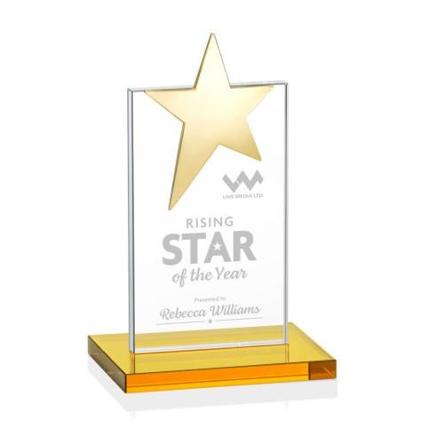 Corporate Awards - Crystal Awards - Bryanston Gold Amber Star Crystal Award