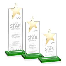 Bryanston Gold Green Star Crystal Award - Crystal Pillar Awards