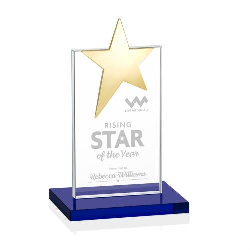 Corporate Awards - Crystal Awards - Bryanston Gold Blue Star Crystal Award