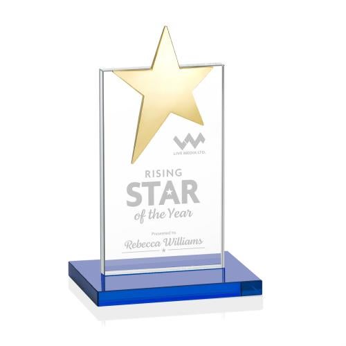 Corporate Awards - Crystal Awards - Bryanston Gold Sky Blue Star Crystal Award
