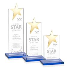 Bryanston Gold Sky Blue Star Crystal Award - Crystal Star Awards