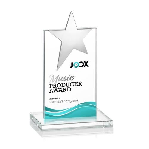 Corporate Awards - Crystal Awards - Bryanston Chrome Full Color Clear Star Crystal Award