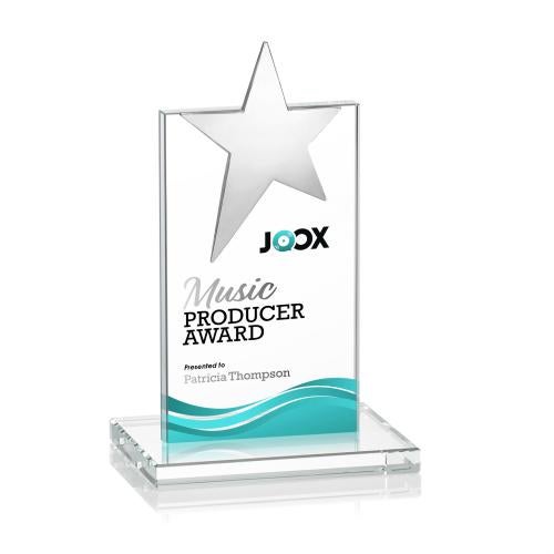 Corporate Awards - Crystal Awards - Bryanston Chrome Full Color Clear Star Crystal Award