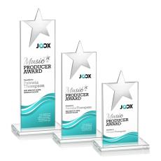 Bryanston Chrome Full Color Clear Star Crystal Award - Crystal Pillar Awards