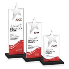 Bryanston Chrome Full Color Black Star Crystal Award - Crystal Awards